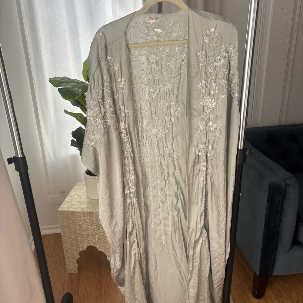 Free people intimately bohemian maxi duster coverup embroidered festival sz m/L